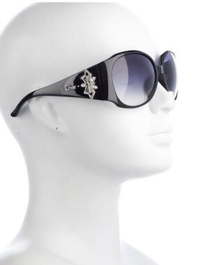 Dior FROUFROUF Swarovski Crystals Black Sunglasses with Blue Gradient Lenses